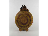 Antik faragott festett fa kulacs 24 cm