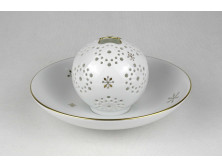 Herendi fehér porcelán mécses gömb tányérral 19.6 cm