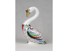 Hollóházi garden mintás porcelán hattyú figura