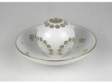 Herendi fehér porcelán mécses gömb tányérral 19.5 cm