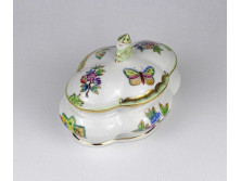 Viktória mintás kínai fogós Herendi porcelán bonbonier