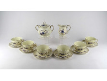 Hibátlan 6 személyes vajszínű aranyozott Zsolnay Búzavirág mintás porcelán teáskészlet