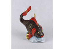 Régi nagyméretű Herendi porcelán kínai koi ponty 14 cm