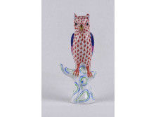 Kisméretű pikkely mintás Herendi porcelán bagoly 13 cm