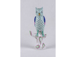 Kisméretű pikkely mintás Herendi porcelán bagoly 13 cm
