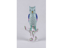 Kisméretű pikkely mintás Herendi porcelán bagoly 13 cm