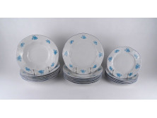 Régi kék virágmintás Zsolnay porcelán tányérkészlet 3 x 6 darab