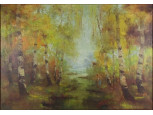 Magyar festő 20 sz. második fele LAJTI : Nyírfa liget 70 x 50 cm