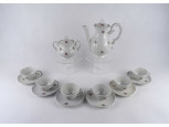 Régi Zsolnay virágmintás porcelán kávéskészlet 14 darab