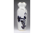 Nagyméretű keleti stílusú kék - arany virágmintás Hollóházi porcelán váza 35.5 cm