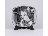 Aranyozott Hollóházi Szász Endre porcelán tálka 14.5 x 12 cm