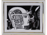 Hollóházi falikép Szász Endre porcelán sisakos férfi portré eredeti dobozában 15 x 12 cm