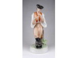 Régi Zsolnay furulyázó legény porcelán figura 27 cm