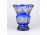 Régi talpas kék csiszolt kristály váza 16 cm