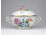 Régi virágmintás, kétfülű Herendi porcelán leveses csésze