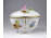 Régi Viktória mintás kétfülű Herendi porcelán fedeles leveses csésze bonbonier
