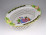 Ovális alakú Viktória mintás Herendi porcelán fonott kosár 14.5 cm