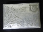 Antik vadászjelenetes cigaretta tárca 1947